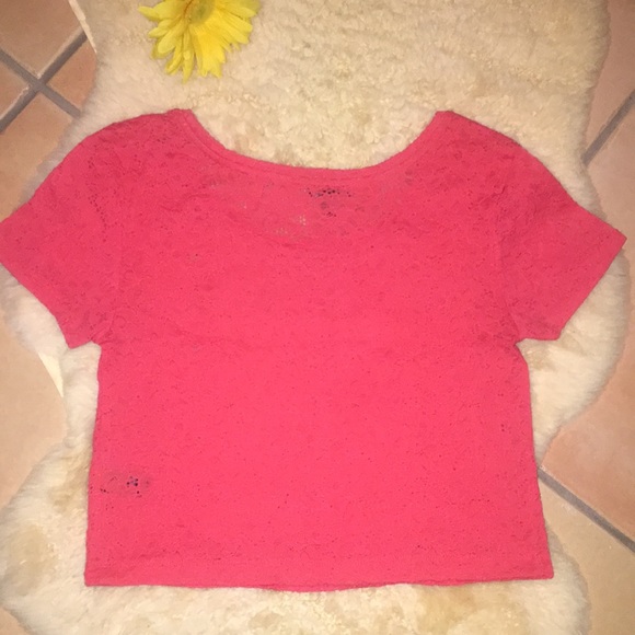 Pink/ Coral Express Floral Lace Top - Picture 4 of 7